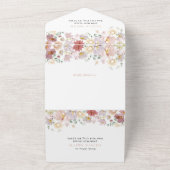 Kleurrijke bloemen, wilde bloemen, eerste verjaard all in one uitnodiging (Buitenkant)