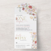 Kleurrijke bloemen, wilde bloemen, eerste verjaard all in one uitnodiging (Binnen)