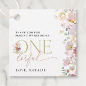 Kleurrijke bloemen, wilde bloemen, eerste verjaard bedankjes labels (Voorkant)