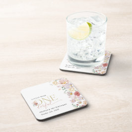 Kleurrijke bloemen, wilde bloemen, eerste verjaard bier onderzetter