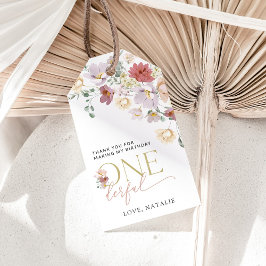 Kleurrijke bloemen, wilde bloemen, eerste verjaard cadeaulabel