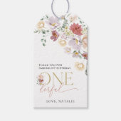 Kleurrijke bloemen, wilde bloemen, eerste verjaard cadeaulabel (Voorkant)