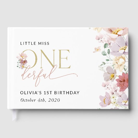 Kleurrijke bloemen, wilde bloemen, eerste verjaard gastenboek (Voorkant)