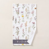 Kleurrijke bloemen, wilde bloemen, groen, Jouw naa Bad Handdoek (Handdoek)
