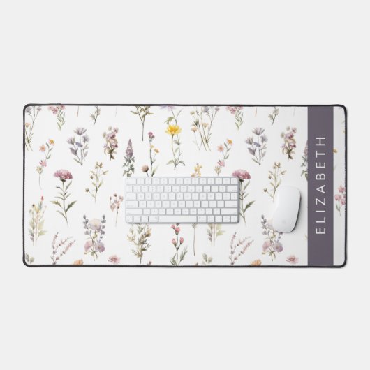 Kleurrijke bloemen, wilde bloemen, groen, Jouw naa Bureaumat (Keyboard & Muis)