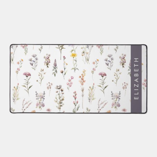 Kleurrijke bloemen, wilde bloemen, groen, Jouw naa Bureaumat (Voorkant)