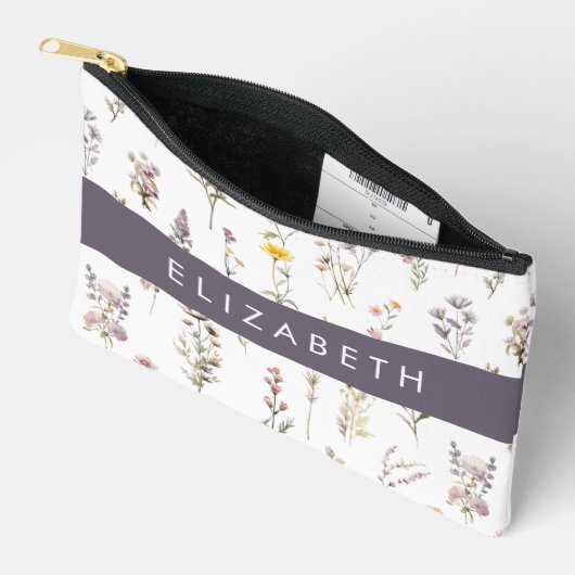 Kleurrijke bloemen, wilde bloemen, groen, Jouw naa Etui (Open)