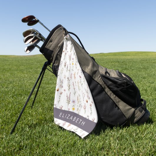 Kleurrijke bloemen, wilde bloemen, groen, Jouw naa Golfhanddoek (Groen)