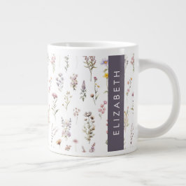 Kleurrijke bloemen, wilde bloemen, groen, Jouw naa Grote Koffiekop