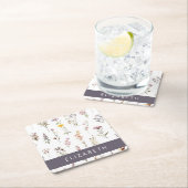 Kleurrijke bloemen, wilde bloemen, groen, Jouw naa Kartonnen Onderzetters (Insitu)