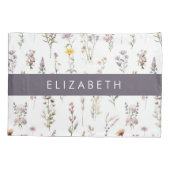 Kleurrijke bloemen, wilde bloemen, groen, Jouw naa Kussensloop (Achterkant)