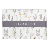 Kleurrijke bloemen, wilde bloemen, groen, Jouw naa Kussensloop (Voorkant)