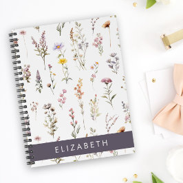Kleurrijke bloemen, wilde bloemen, groen, Jouw naa Notitieboek