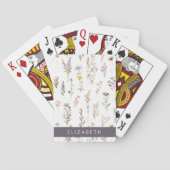 Kleurrijke bloemen, wilde bloemen, groen, Jouw naa Pokerkaarten (Achterkant)