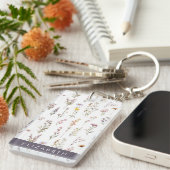 Kleurrijke bloemen, wilde bloemen, groen, Jouw naa Sleutelhanger (Voorkant Rechts)