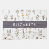 Kleurrijke bloemen, wilde bloemen, groen, Jouw naa Theedoek (Horizontaal)