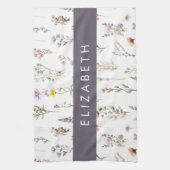 Kleurrijke bloemen, wilde bloemen, groen, Jouw naa Theedoek (Verticaal)