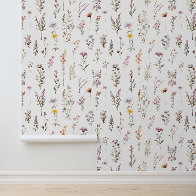 Kleurrijke bloemen, wilde bloemen, tuin bloemen behang (Applicatie)