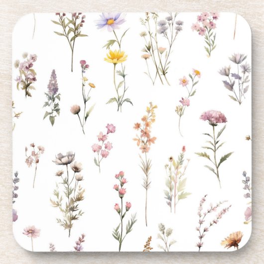 Kleurrijke bloemen, wilde bloemen, tuin bloemen bier onderzetter (Voorkant)