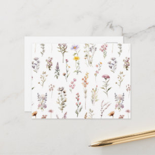 Kleurrijke bloemen, wilde bloemen, tuin bloemen briefkaart