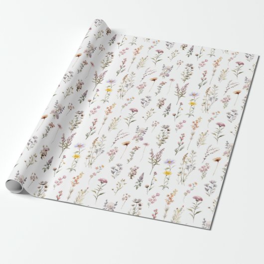Kleurrijke bloemen, wilde bloemen, tuin bloemen cadeaupapier (Uitgerold)
