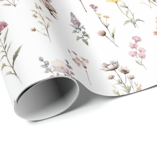 Kleurrijke bloemen, wilde bloemen, tuin bloemen cadeaupapier (Rol Hoek)