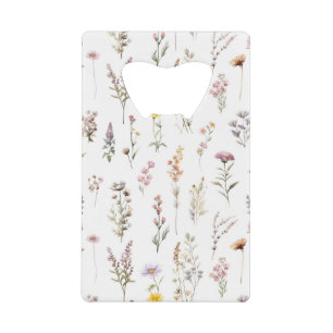 Kleurrijke bloemen, wilde bloemen, tuin bloemen creditkaart flessenopener