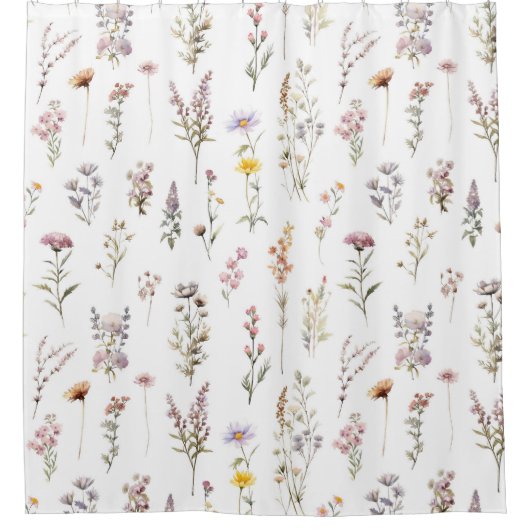 Kleurrijke bloemen, wilde bloemen, tuin bloemen douchegordijn (Voorkant)