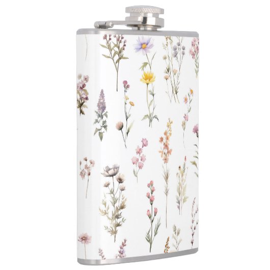 Kleurrijke bloemen, wilde bloemen, tuin bloemen heupfles (Rechts)