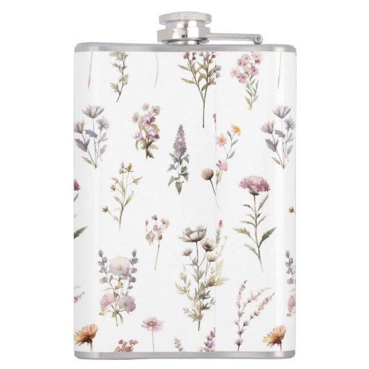 Kleurrijke bloemen, wilde bloemen, tuin bloemen heupfles (Achterkant)