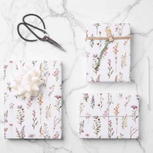 Kleurrijke bloemen, wilde bloemen, tuin bloemen inpakpapier vel (Voorkant)