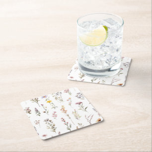 Kleurrijke bloemen, wilde bloemen, tuin bloemen kartonnen onderzetters