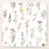 Kleurrijke bloemen, wilde bloemen, tuin bloemen kartonnen onderzetters (Voorkant)