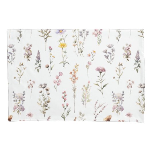 Kleurrijke bloemen, wilde bloemen, tuin bloemen kussensloop (Voorkant)