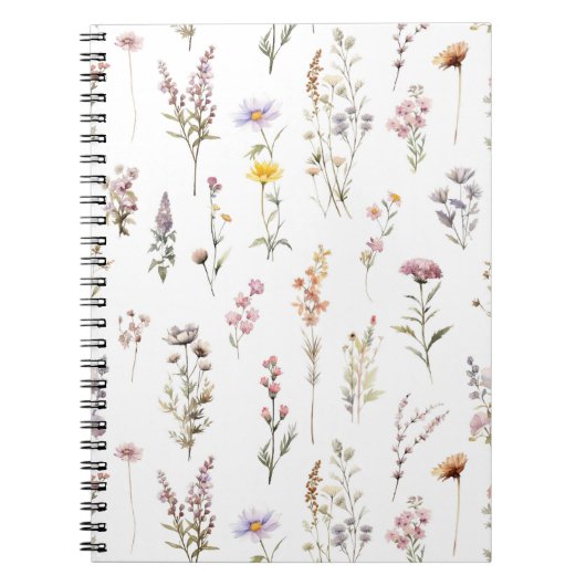 Kleurrijke bloemen, wilde bloemen, tuin bloemen notitieboek (Voorkant)