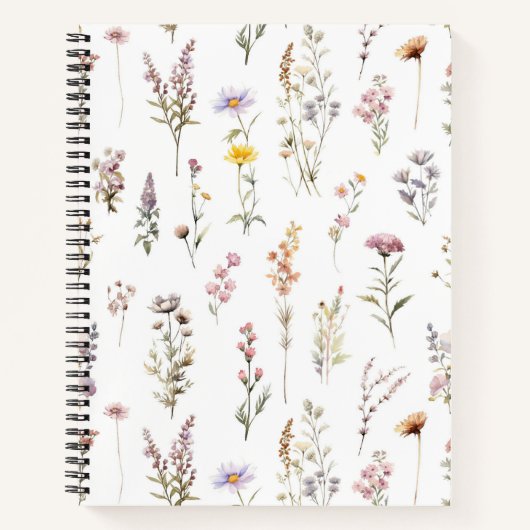 Kleurrijke bloemen, wilde bloemen, tuin bloemen notitieboek (Voorkant)