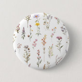 Kleurrijke bloemen, wilde bloemen, tuin bloemen ronde button 5,7 cm (Voorkant)