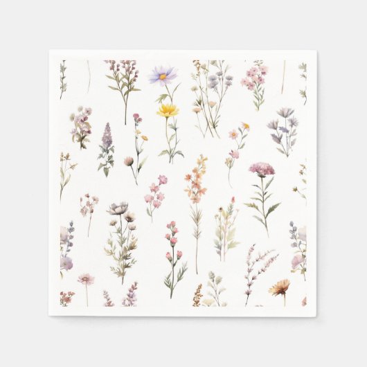 Kleurrijke bloemen, wilde bloemen, tuin bloemen servet (Voorkant)