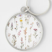 Kleurrijke bloemen, wilde bloemen, tuin bloemen sleutelhanger (Voorkant)