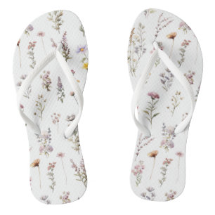 Kleurrijke bloemen, wilde bloemen, tuin bloemen teenslippers