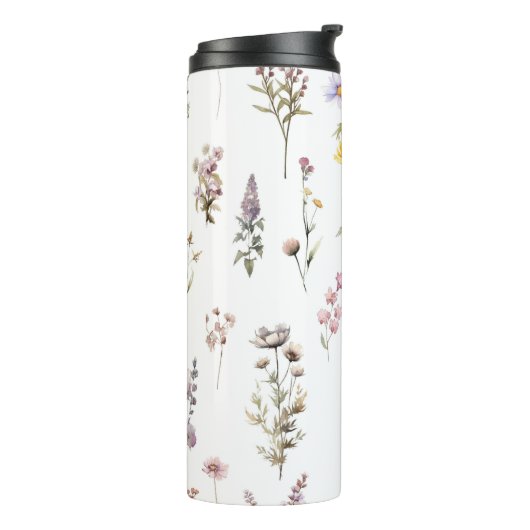 Kleurrijke bloemen, wilde bloemen, tuin bloemen thermosbeker (Gedraaid links)