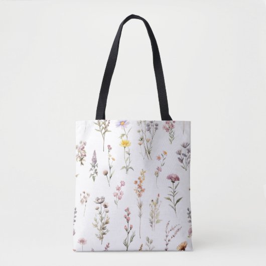 Kleurrijke bloemen, wilde bloemen, tuin bloemen tote bag (Voorkant)