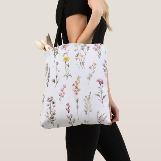 Kleurrijke bloemen, wilde bloemen, tuin bloemen tote bag (Dichtbij)