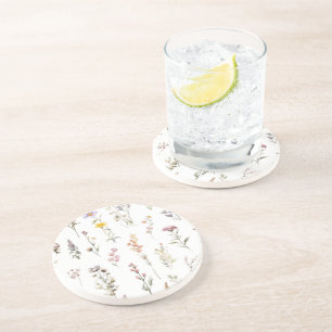 Kleurrijke bloemen, wilde bloemen, tuin bloemen zandsteen onderzetter