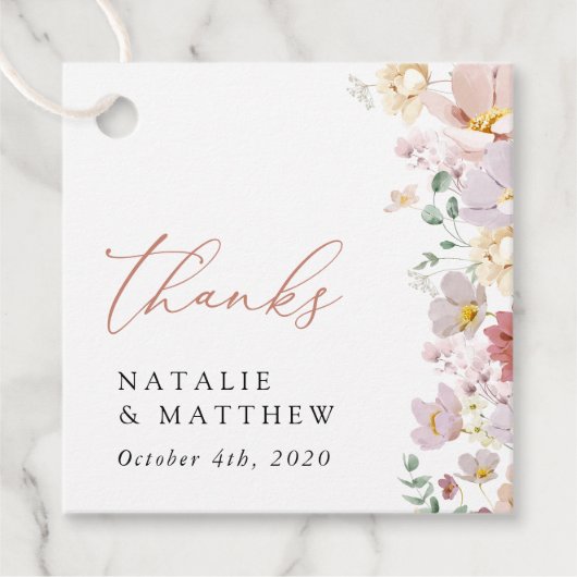 Kleurrijke bloemen, Wildflowers, Boho, Wedding Bedankjes Labels (Voorkant)