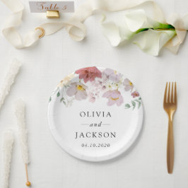 Kleurrijke bloemen, Wildflowers, Boho, Wedding Papieren Bordje