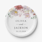 Kleurrijke bloemen, Wildflowers, Boho, Wedding Papieren Bordje (Voorkant)