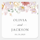 Kleurrijke bloemen, Wildflowers, Boho, Wedding Vierkante Sticker (Voorkant)