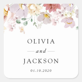 Kleurrijke bloemen, Wildflowers, Boho, Wedding Vierkante Sticker