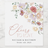 Kleurrijke bloemen, Wildflowers, Boho, Wedding Wijn Etiket (Enkel label)